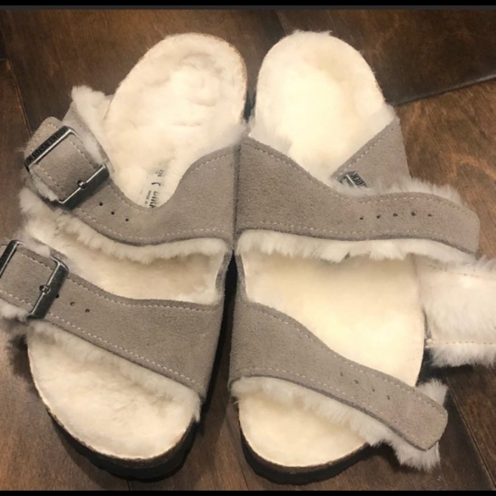 Birkenstock Sandals Arizona Shearling Suede Leather